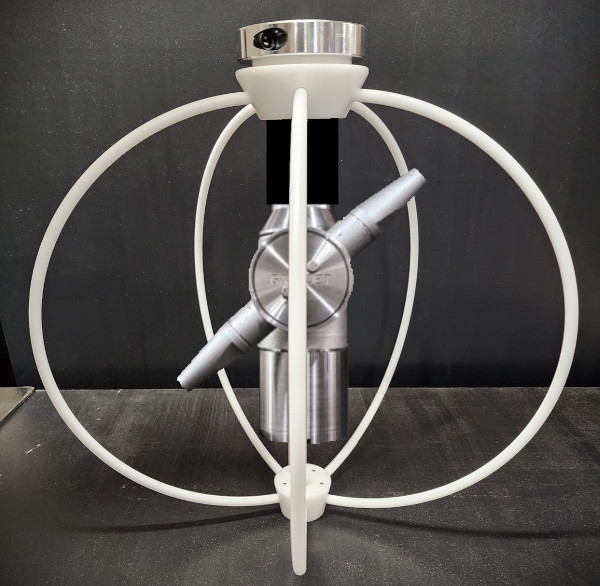 NozzleGuard installed on tank cleaning nozzle showing protective ring system in action